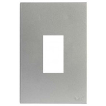 Placa 1 Módulo Vertical com Suporte 4x2 - RECTA PRATA SATIN FOSCO